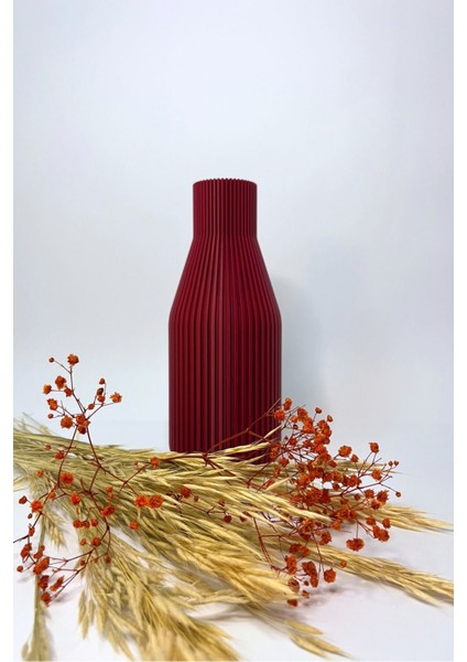 Zen Bordo Renk Modern Dekoratif Vazo – Minimalist ve Doğal Görünüm (23 cm ) fırsatları