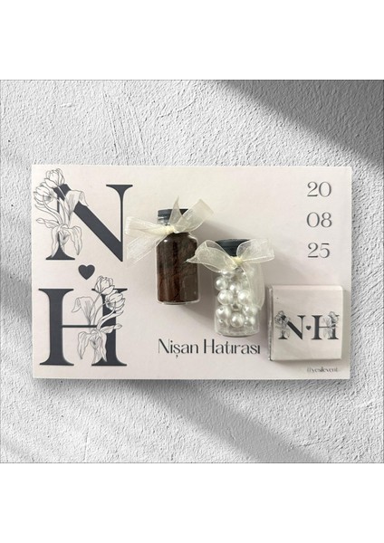 Nişan Hediyeliği 6 Adet 16 x 12 cm Kart Tasarımı Ile Kahve & Inci & Madlen Çikolata Tasarım Ürün