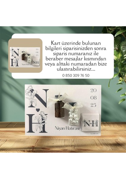 Nişan Hediyeliği 6 Adet 16 x 12 cm Kart Tasarımı Ile Kahve & Inci & Madlen Çikolata Tasarım Ürün