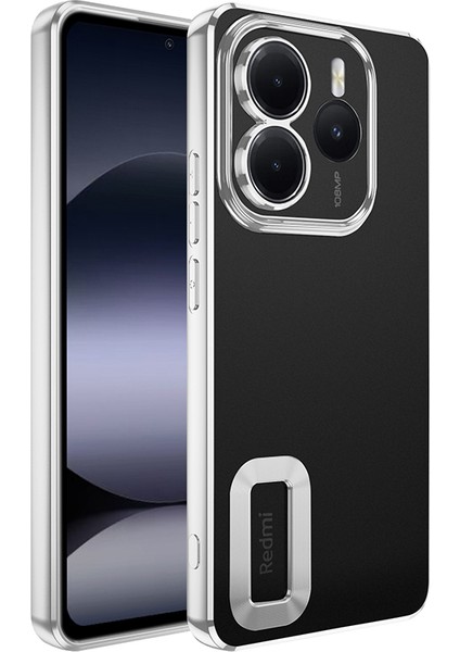 Redmi Note 14 5g Kılıf Kamera Korumalı Logo Gösteren Nvg Omega Kapak - Gümüş