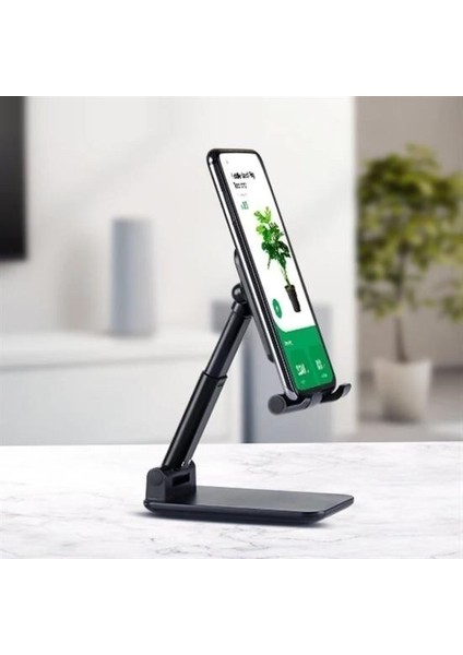 Buffer® Siyah Aynalı Cep Telefonu Sabitleyici Stand Katlanabilir Ayarlanabilir Telefon Standı