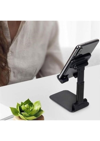 Buffer® Siyah Aynalı Cep Telefonu Sabitleyici Stand Katlanabilir Ayarlanabilir Telefon Standı
