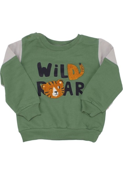Erkek Bebek Yeşil Gri Wild Roar Kaplan Nakışlı 2'li Takım - 1015273