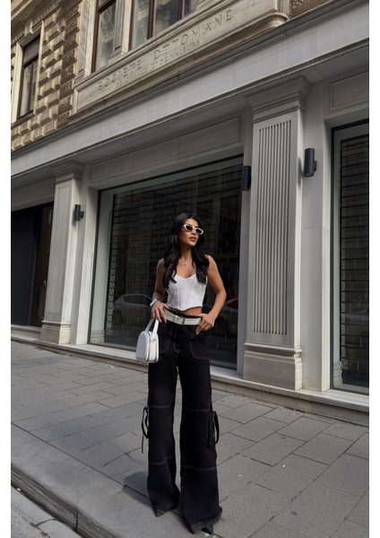 Gabardin Kargo Pantolon - Siyah fırsatları