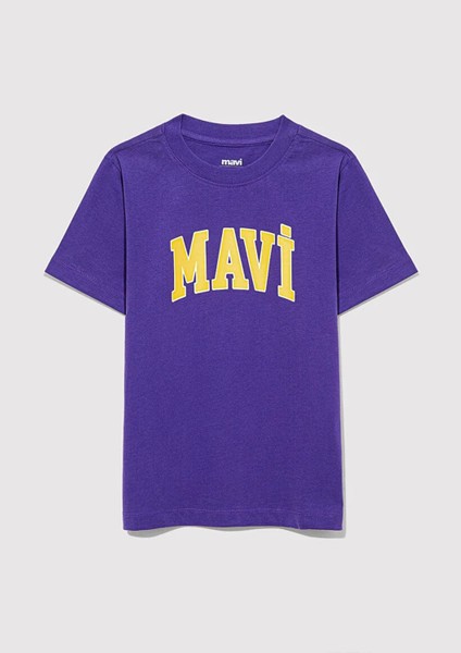 Logo Baskılı Mor Erkek Çocuk T-Shirt M6610030-70692 fiyatları