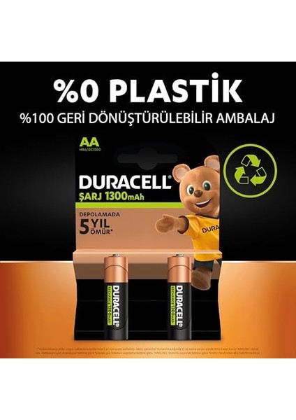Şarj Edilebilir Aa Kalem Pil (2'li Paket), 2500 Mah Nimh, Önceden Sarj Edilmiş, Şarj Edilebilir Pilimiz