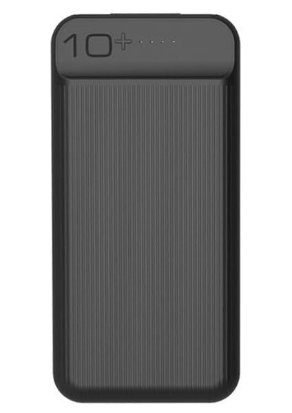 10000 Mah Powerbank Mikro ve Type C Giriş 2 USB Giriş Desteği (Siyah)
