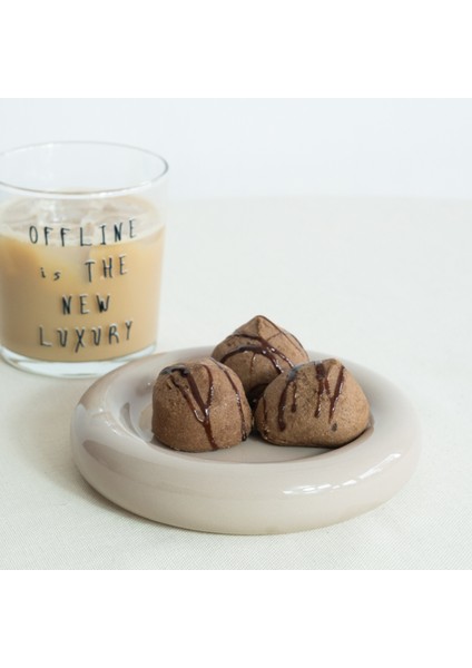 Seramik Küçük Boy Parlak Bej Donut Tatlı Tabağı