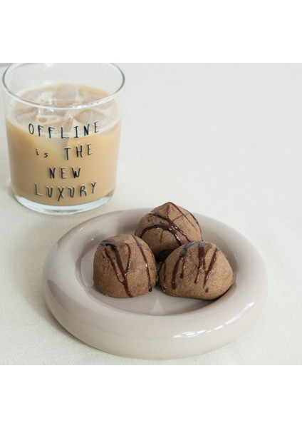 Seramik Küçük Boy Parlak Bej Donut Tatlı Tabağı modelleri