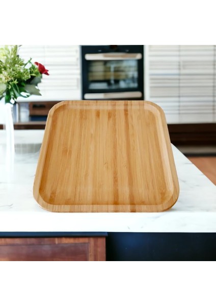 Bambu Lüx Kare Servis 20 * 20 cm, Bambu Sunumluk & Çerezlik Kare Sunum Tabağı, Bambu Kare Sunum Tabağı