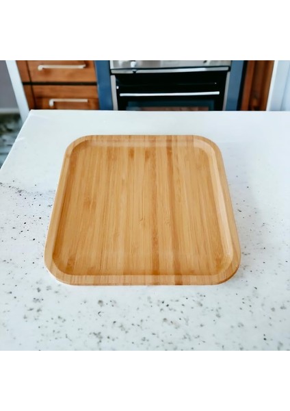 Bambu Lüx Kare Servis 20 * 20 cm, Bambu Sunumluk & Çerezlik Kare Sunum Tabağı, Bambu Kare Sunum Tabağı