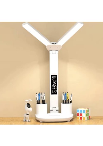 - Saatli - Kalemlikli - Dokunmatik Masa Lambası