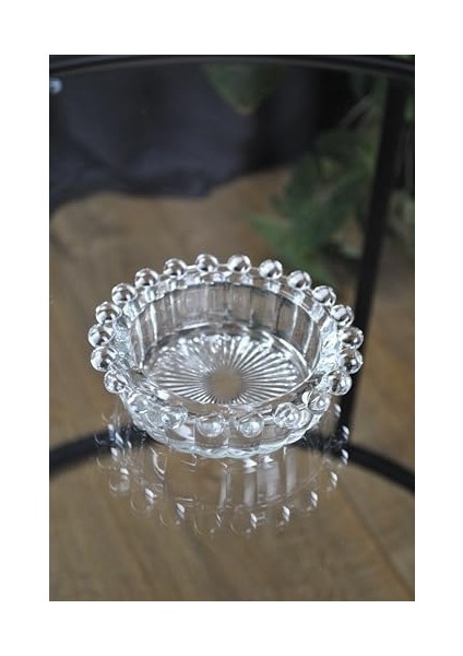 Bubbles Yuvarlak Cam Kristal Lüks Küllük - Kül Tablası - Yuvarlak Kül Tabağı 13 cm