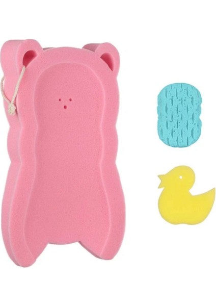 Pazarlama Pembe Ayıcık Şeklinde Güvenli Bebek Banyo Süngeri + 2 Ek Sünger fiyatları