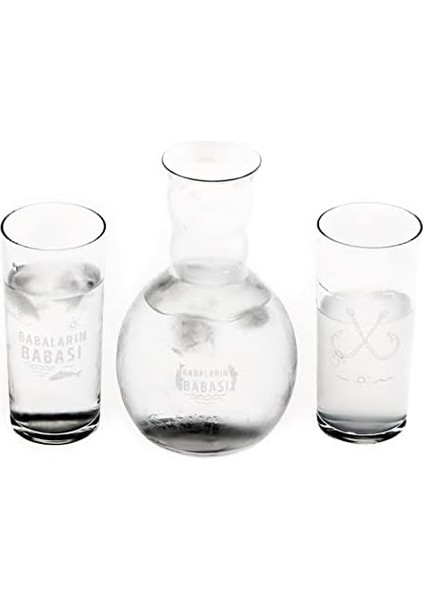 Babası Esprili Ahşap Kutulu Rakı Seti