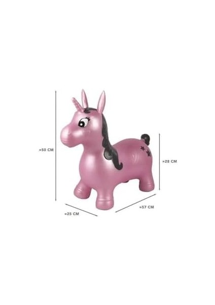 Unicorn Şişme Atlama Makinesi, Kapalı ve Açık, Ergonomik Tasarım, El Pompası Dahil, Pembe, BG050UNI