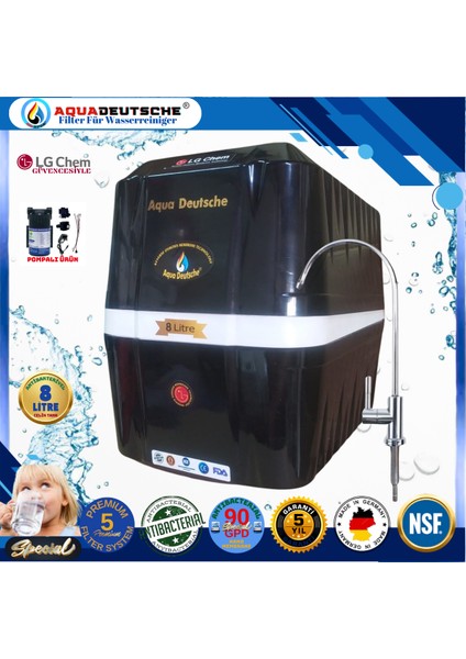 Pompalı 8 Litre Antibakteriyel Çelik Tanklı 90 Gpd Nano Membranlı Gümüş Iyon Kompozit Tatlandırıcılı Su Arıtma Cihazı fiyatları