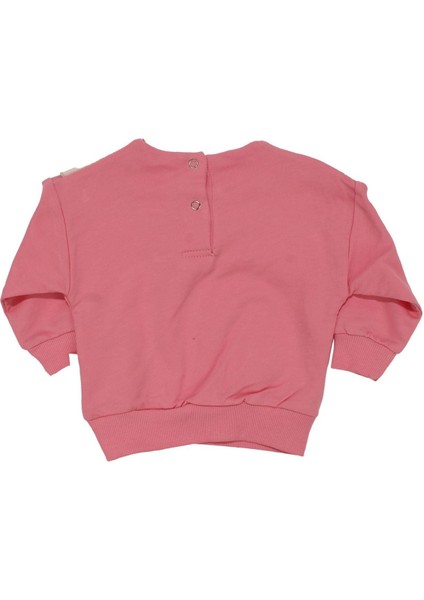 Kız Bebek Pembe Tavşanlı Çiçekli Deseneli Keten Bebe Yakalı Ikili Takım - 1015460