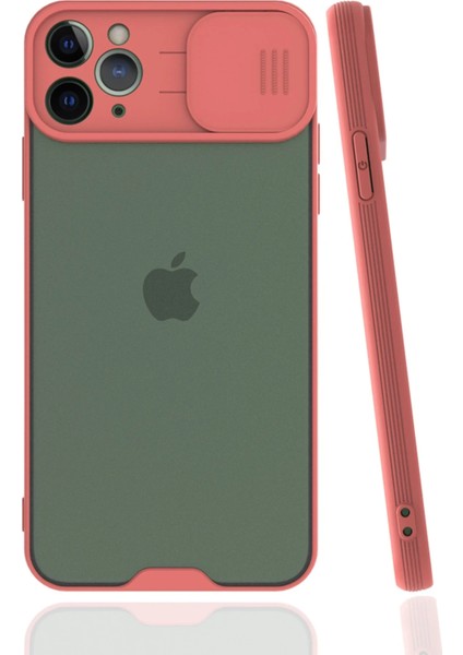 Apple iPhone 11 Pro Max Kılıf Platin Kamera Koruma Silikon - Pembe Ynsmr