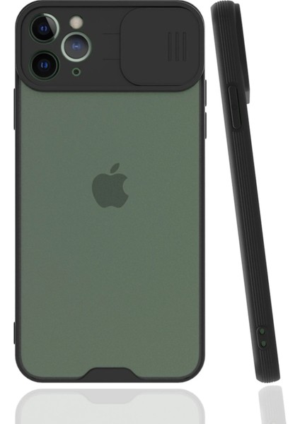 Apple iPhone 11 Pro Max Kılıf Platin Kamera Koruma Silikon - Siyah Ynsmr