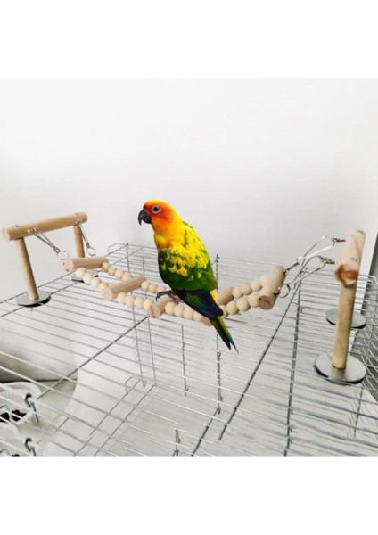 Trendme Ahşap Merdivenli Kuş Kafes Üstü Oyun Parkuru