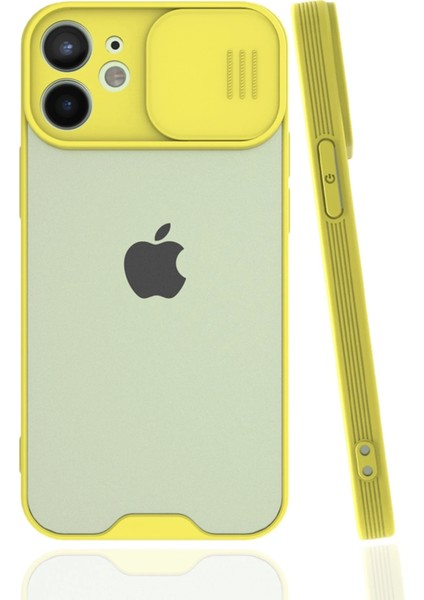 Apple iPhone 12 Mini Kılıf Platin Kamera Koruma Silikon - Sarı Ynsmr