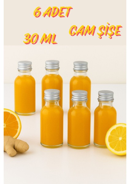 6 Adet Şeffaf Cam Shot Şişesi Sızdırmaz Gümüş Metal Kapaklı Kolonya Koku Süs Çok Amaçlı Şişe 30ML