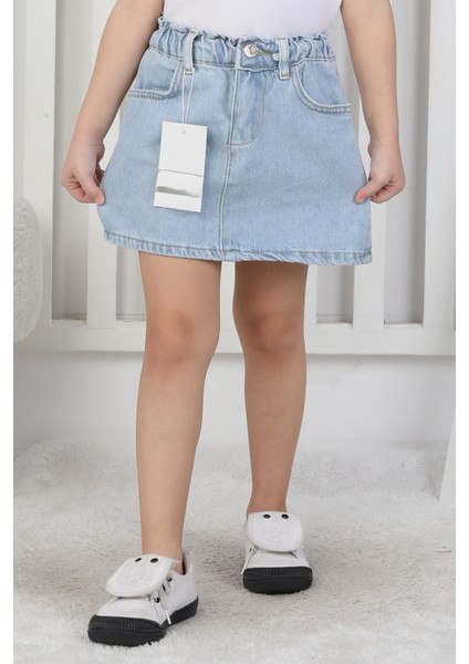 Kız çocuk Arkası Cep Detaylı Karakterli Kot Etek, Denim Etek fırsatları