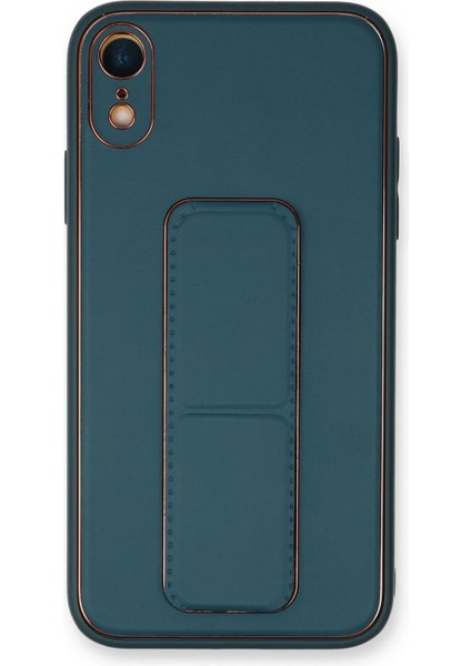 Apple iPhone Xr Kılıf Coco Deri Standlı Kapak - Mavi Ynsmr