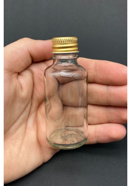12 Adet Şeffaf Cam Shot Şişesi Sızdırmaz Gold Metal Kapaklı Kolonya Koku Süs Çok Amaçlı Şişe 30ML