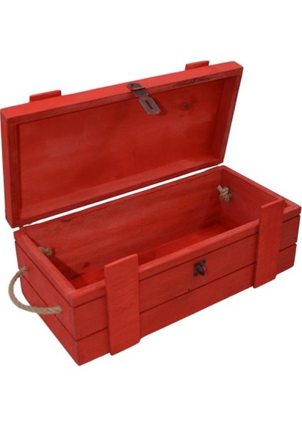 El Yapımı Kırmızı Ahşap Kutu Isme Özel 30X14CM Genişlik 10CM Yük.