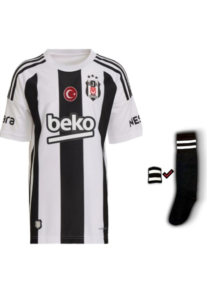 Beşiktaş Forma Ciro Immobile Siyah/beyaz 2024/2025 Yeni Sezon Yetişkin Futbol Forması Bileklik ve Tozluk Dahil