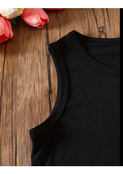 4'lü Kız Çocuk Bisiklet Yaka Fitilli Crop Atlet