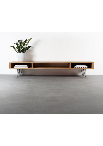 Oak Bölmeli Doğal Ahşap Masif Panel Tv Ünitesi