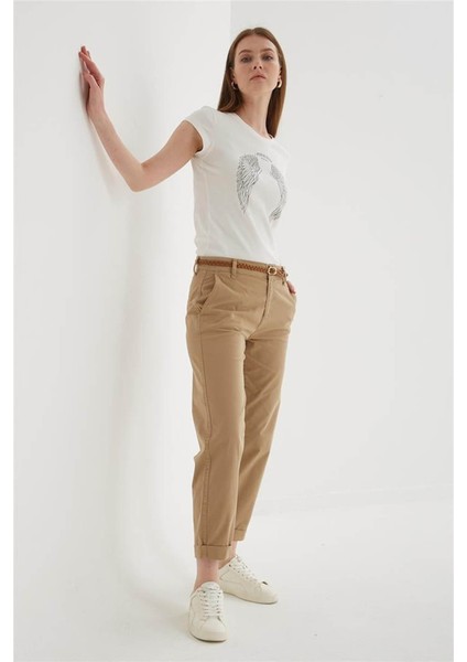 Zımba Detaylı Baskılı Ekru Kadın T-Shirt 25Y0560K1 fiyatları