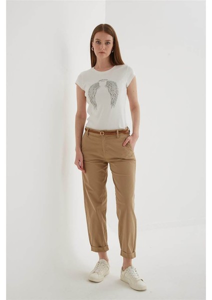 Zımba Detaylı Baskılı Ekru Kadın T-Shirt 25Y0560K1 indirimleri