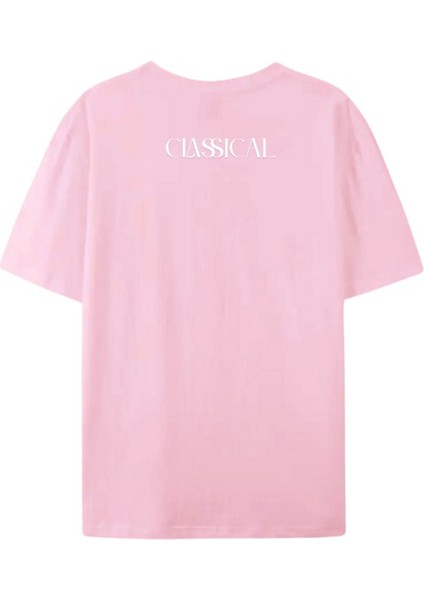 Unısex "classıcal" Baskılı Oversıze Pembe Tshirt