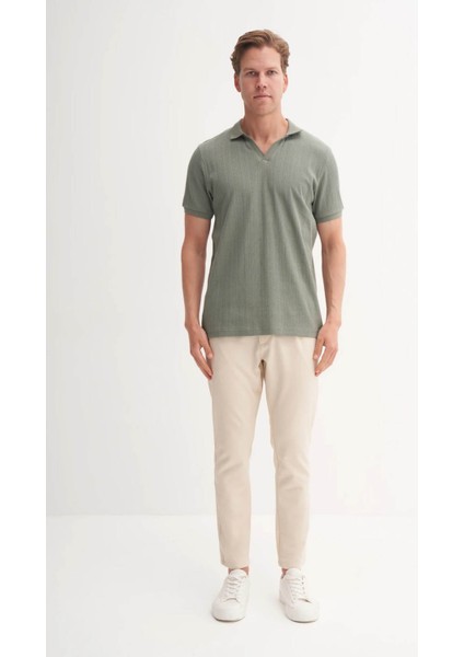 Polo Yaka Açık Haki Erkek T-Shirt 4120