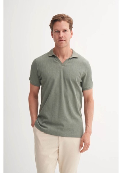 Polo Yaka Açık Haki Erkek T-Shirt 4120 modelleri