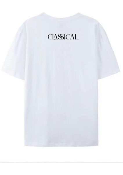 Unısex "classıcal" Baskılı Oversıze Beyaz Tshirt