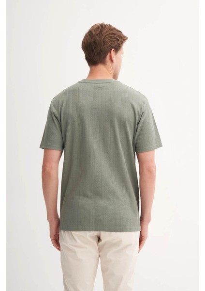 Bisiklet Yaka Açık Haki Erkek T-Shirt 4121 fırsatları