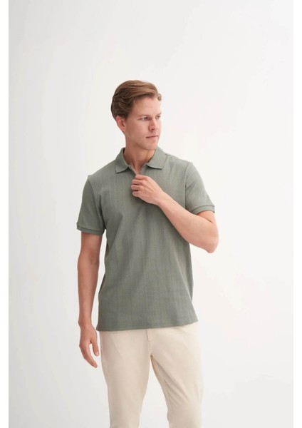 Polo Yaka Açık Haki Erkek T-Shirt 4122