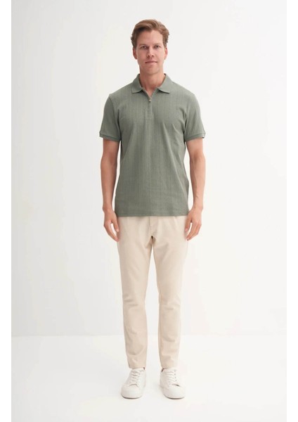 Polo Yaka Açık Haki Erkek T-Shirt 4122 modelleri