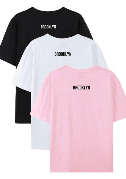 Unısex "brooklyn" Baskılı Üçlü Paket Oversize Tshirt
