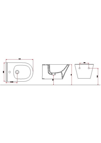 Avva 53 cm Rim Art Asma Bide Beyaz