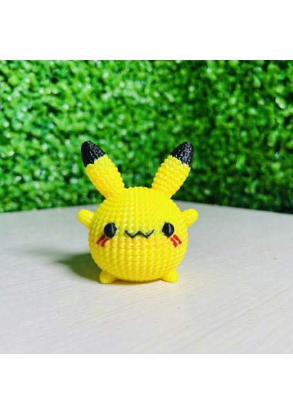Pikachu Örgü Desenli Figür Pokemon Anime Manga Figür