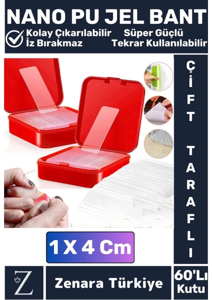 Premium Süper Güçlü Suya Toza Dayanıklı Iz Bırakmaz Zararsız Nano Pu Jel Bant 60'lı Kutu