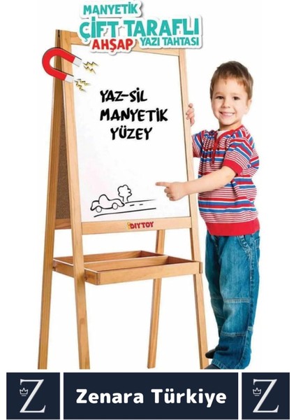 Premium Kalem Silgi Tebeşir Çift Taraflı Manyetik Kara Tahta Ayaklı Ahşap Yazı Tahtası 110 x 45 cm modelleri