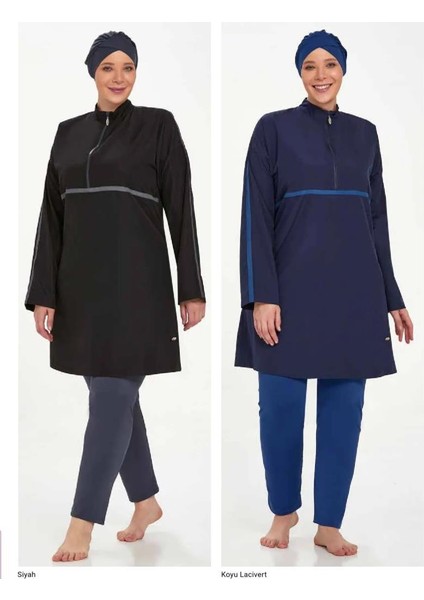 1427 Lacivert Büyük Beden Tam Boy Tesettür Mayo