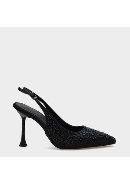 Hope Taşlı Saten Yüksek Topuklu Arkası Bantlı Stiletto
